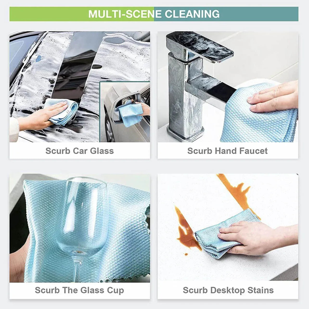 5X Fish Scale Microfiber Cleaning Cloth Dish Washing Glass Wipe Reusable Kitchen - 5Pcs-30cm*40cm V528-9360101040543