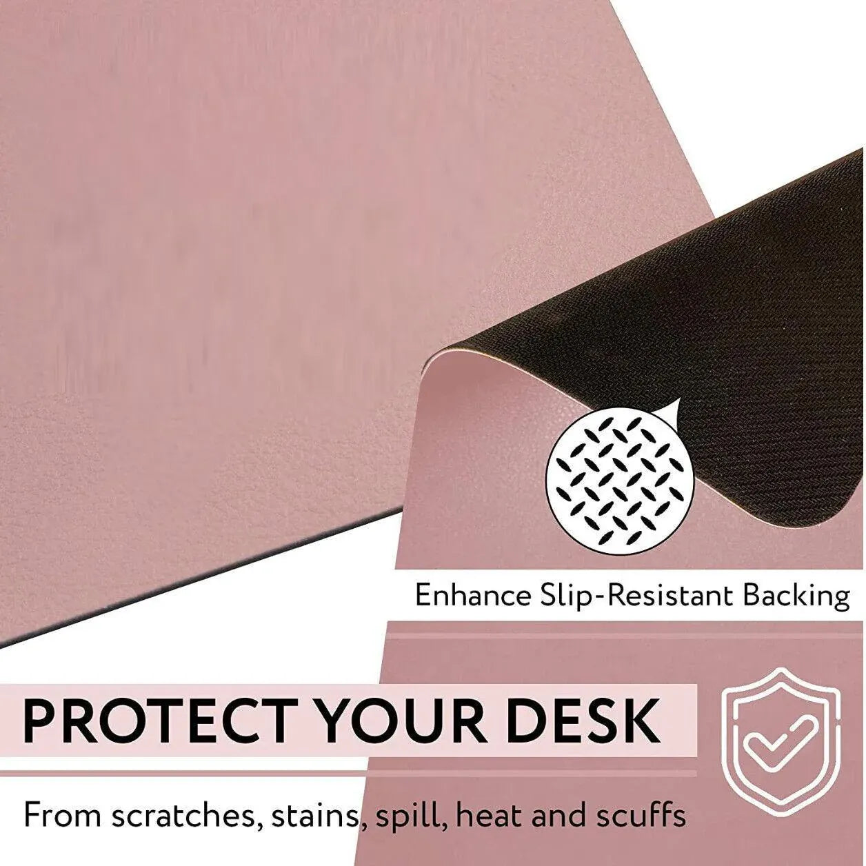 Leather Mouse Pad Gaming Waterproof Desk Mat 25 x 21cm Anti Slip - Black V528-9360101041052