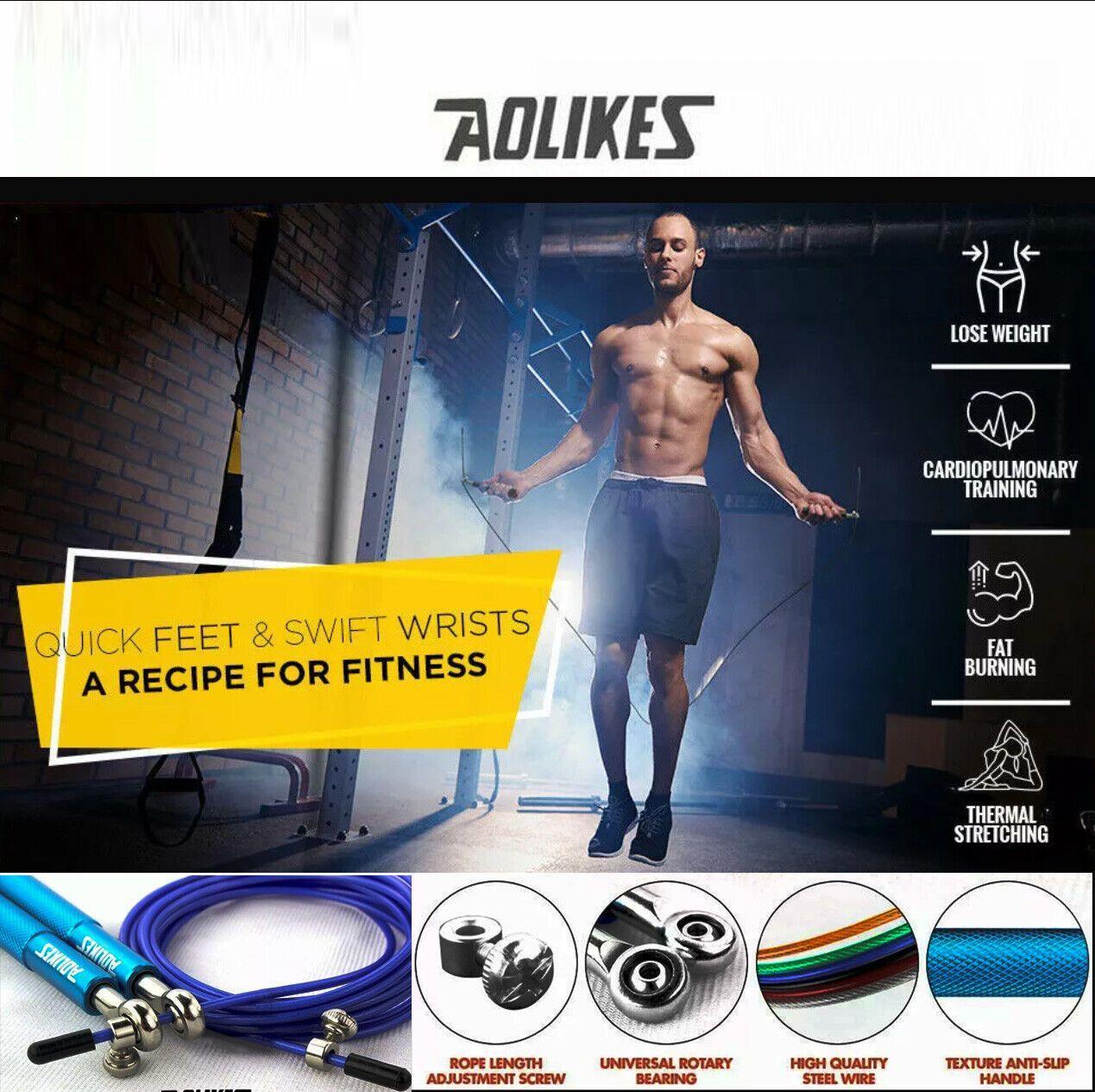 Aolikes Adjustable High Speed Steel Skipping Jump Rope Dual Bearings Gym Boxing - Silver V528-9360101047733