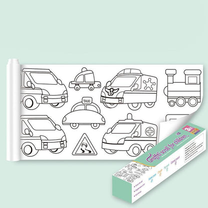 3M DIY Colouring Paper Roll with 12 Colour Pencils Cartoon Doodle Set - Daily necessities(With 12PCS Colored V528-9360101048761