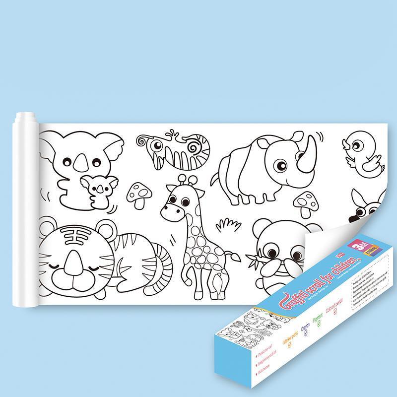 3M DIY Colouring Paper Roll with 12 Colour Pencils Cartoon Doodle Set - Daily necessities(With 12PCS Colored V528-9360101048761