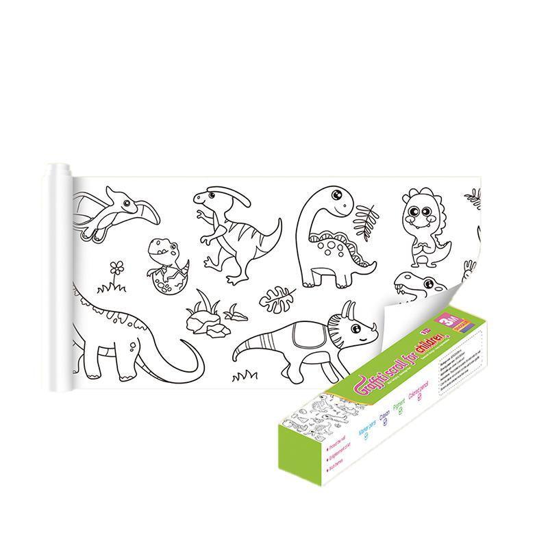 3M DIY Colouring Paper Roll with 12 Colour Pencils Cartoon Doodle Set - Transportation (With 12PCS Colored V528-9360101048822