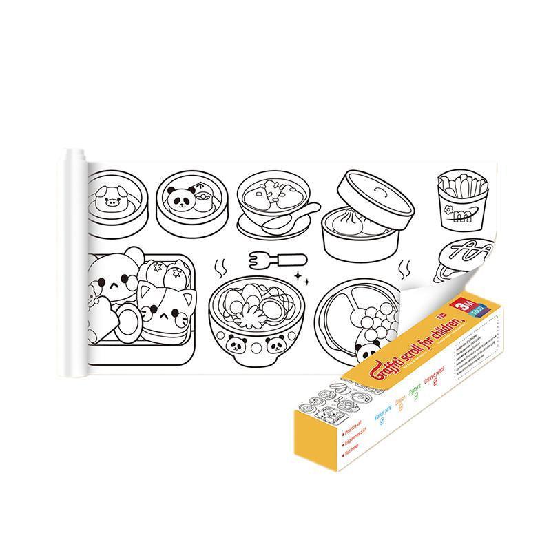 3M DIY Colouring Paper Roll with 12 Colour Pencils Cartoon Doodle Set - Transportation (With 12PCS Colored V528-9360101048822