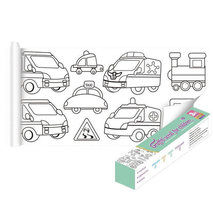 3M DIY Colouring Paper Roll with 12 Colour Pencils Cartoon Doodle Set - Dinosaur Land(With 12PCS Colored V528-9360101048853
