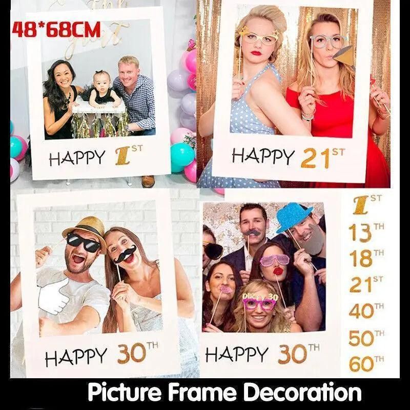 1Th 18Th-60Th Photo Booth Props Picture Frame Wedding Birthday Party Decoration - Happy 18TH V528-9360101049874