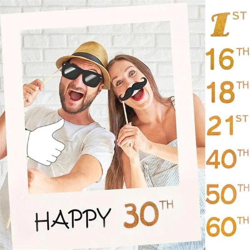 1Th 18Th-60Th Photo Booth Props Picture Frame Wedding Birthday Party Decoration - Happy 40TH V528-9360101049904