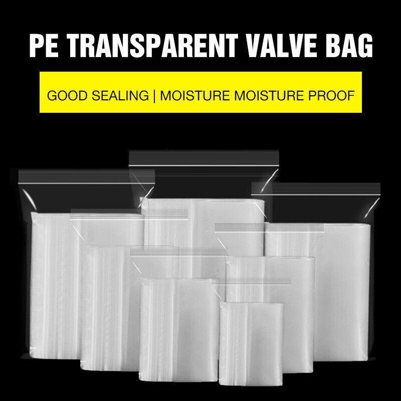 100PCS 100micron Bulk Clear Resealable PE Plastic Zip Bags - 5*7CM V528-9360101050948