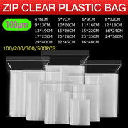 100PCS 100micron Bulk Clear Resealable PE Plastic Zip Bags - 10*20CM V528-9360101051105