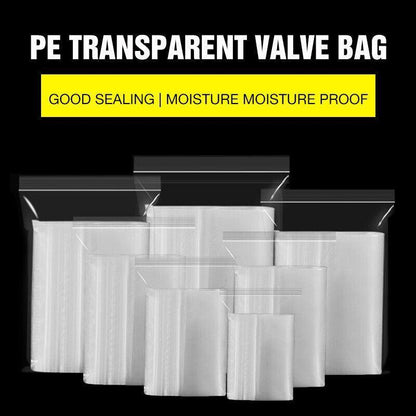 100PCS 100micron Bulk Clear Resealable PE Plastic Zip Bags - 15*20CM V528-9360101051266