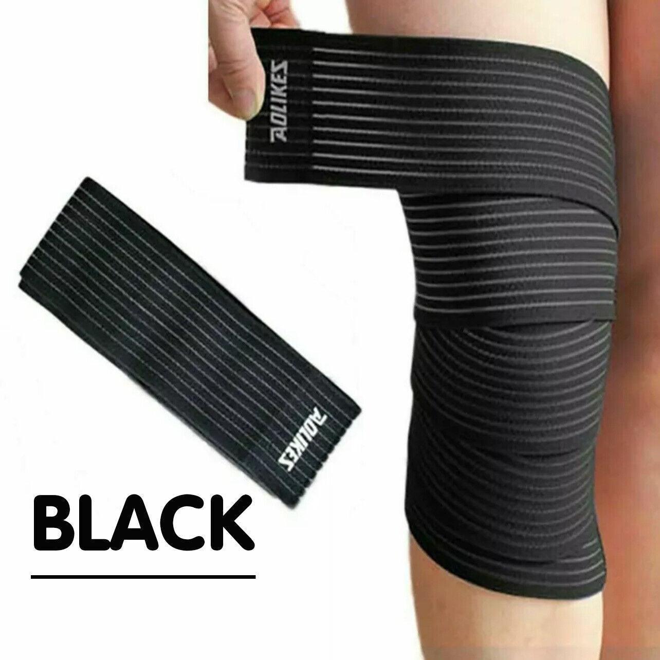 Sports Gym Bandage Wrap Compression Strap Wrist Knee Leg Ankle Elbow Band 180Cm - White+Grey V528-9360101053994