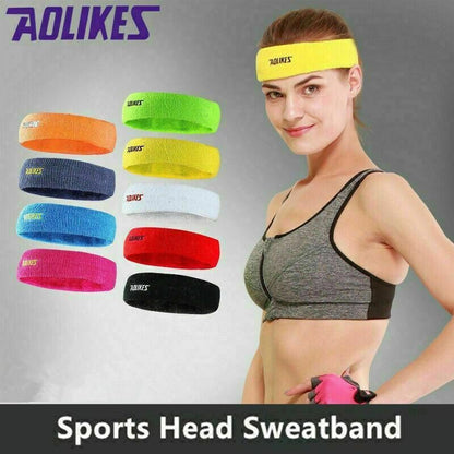 Aolikes Headbands Sweatband Cotton Hair Gym Yoga Stretch Sport Sweat Band - Blue V528-9360101054588