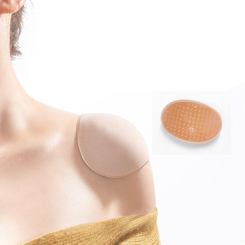 2Pcs Soft Anti-Slip Invisible Shoulder Pads Naturally Increased Silicone /Sponge - Beige (Silicone) V528-9360101055622