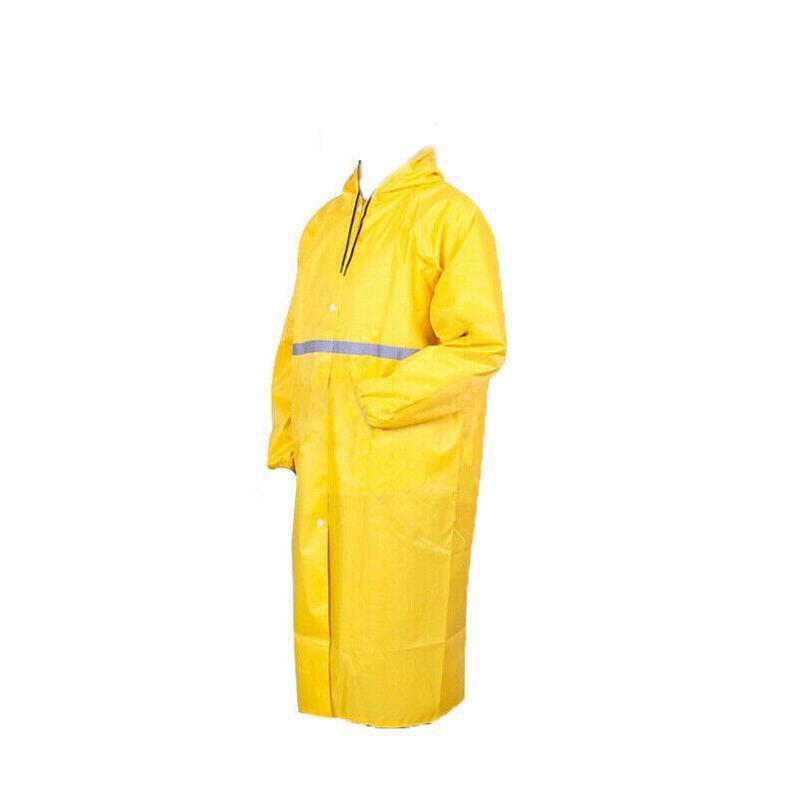 Unisex Waterproof Raincoat 2XL Size Lightweight Hooded Long Work Outdoor Overcoat - Yellow