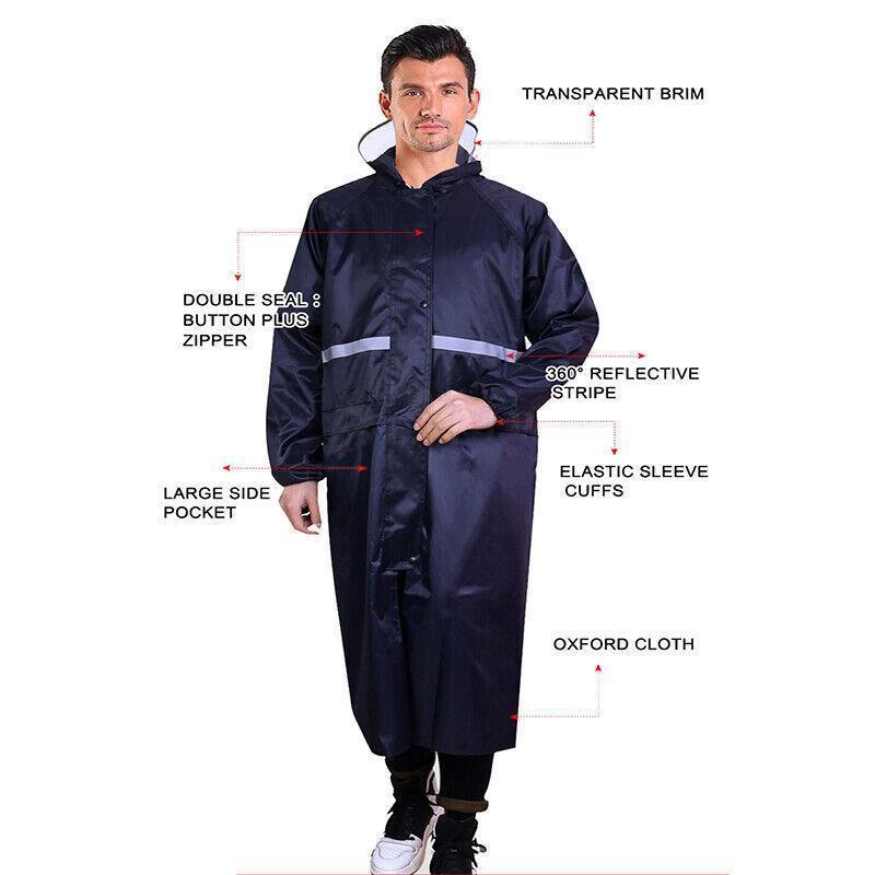 Unisex Waterproof Raincoat 2XL Size Lightweight Hooded Long Work Outdoor Overcoat - Yellow