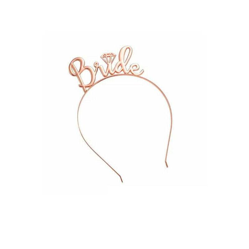 Bride To Be Hen Veil Sash Tiara Hens Night Bridal Shower Kitchen Tea Accessories - Black/Rose Gold Sash V528-9360101060329