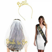 Bride To Be Hen Veil Sash Tiara Hens Night Bridal Shower Kitchen Tea Accessories - Black/Gold Sash V528-9360101060336
