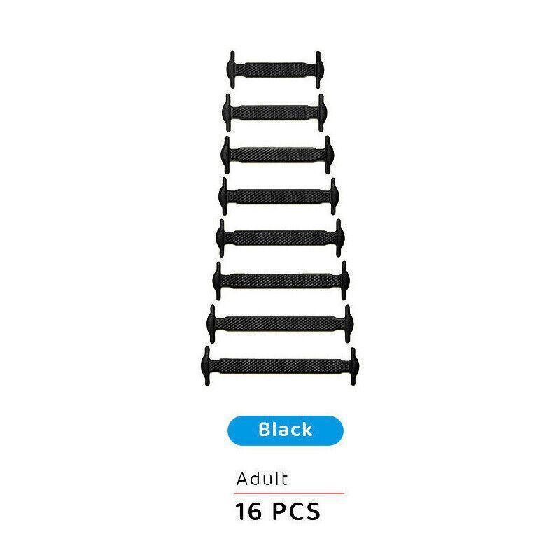 No Tie Elastic Silicone Shoe Laces 16PCS Shoelaces for Sneakers and Runners - Black 16PCS V528-9360101063931