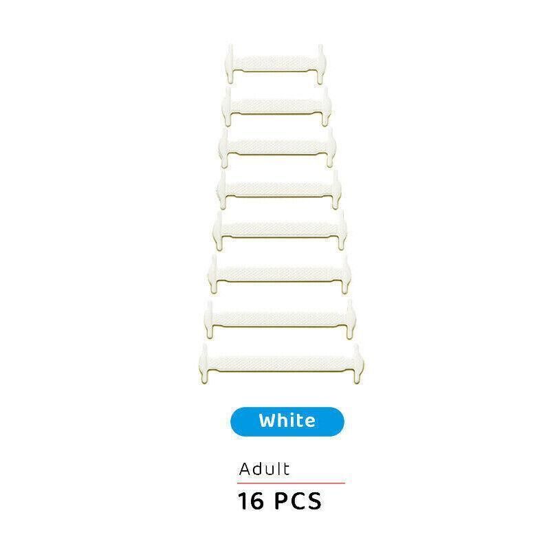 No Tie Elastic Silicone Shoe Laces 16PCS Shoelaces for Sneakers and Runners - White 16PCS V528-9360101063955