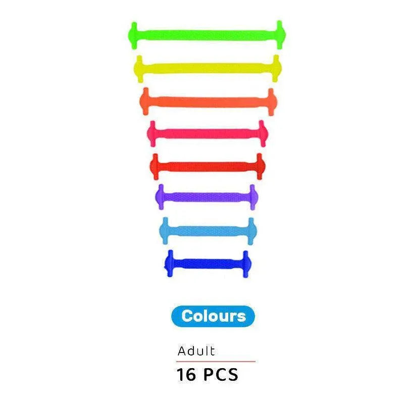 No Tie Elastic Silicone Shoe Laces 16PCS Shoelaces for Sneakers and Runners - Colours 16PCS V528-9360101063979