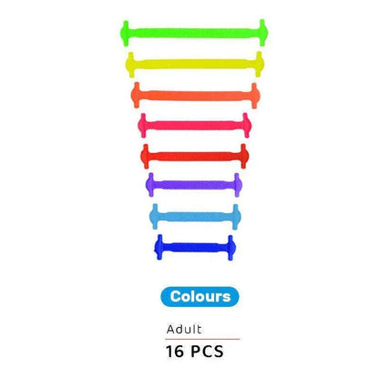 No Tie Elastic Silicone Shoe Laces 16PCS Shoelaces for Sneakers and Runners - Colours 16PCS V528-9360101063979