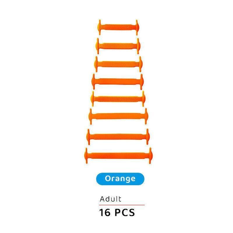 No Tie Elastic Silicone Shoe Laces 16PCS Shoelaces for Sneakers and Runners - Orange 16PCS V528-9360101063993