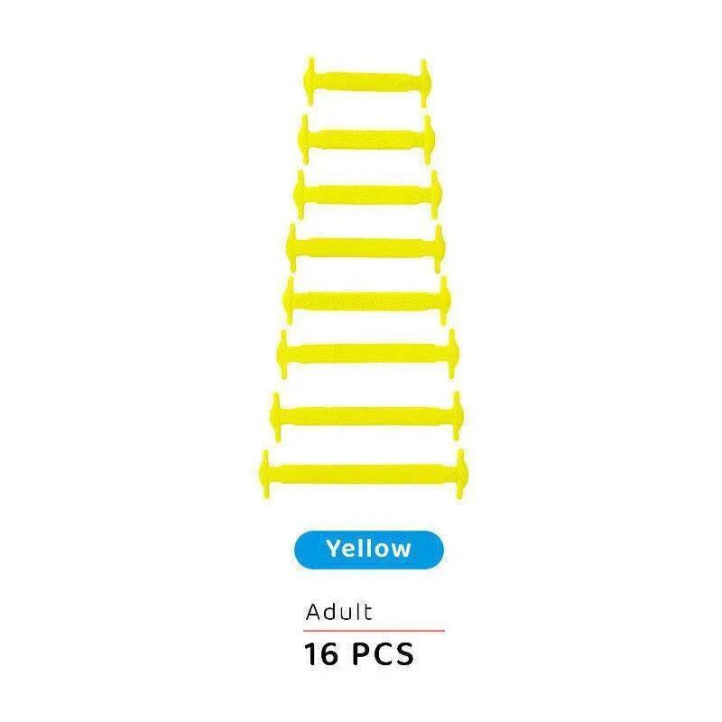 No Tie Elastic Silicone Shoe Laces 16PCS Shoelaces for Sneakers and Runners - Yellow 16PCS V528-9360101064037