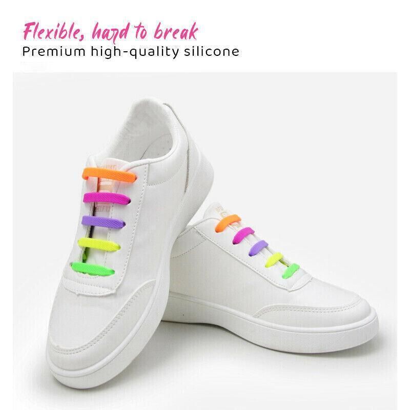 No Tie Elastic Silicone Shoe Laces 16PCS Shoelaces for Sneakers and Runners - Grey 16PCS V528-9360101064051
