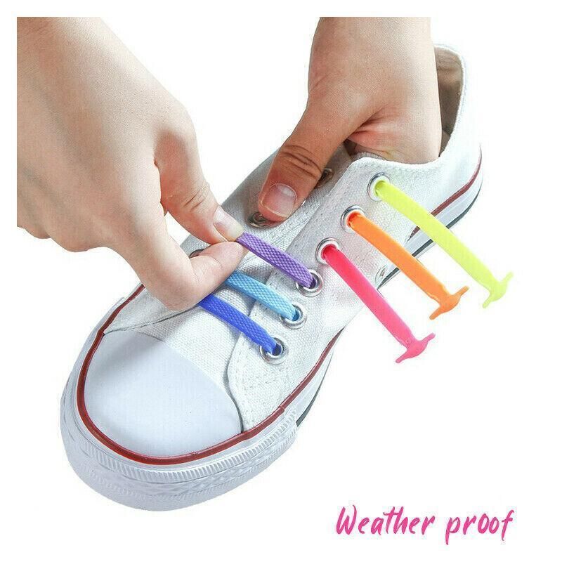 No Tie Elastic Silicone Shoe Laces 16PCS Shoelaces for Sneakers and Runners - Grey 16PCS V528-9360101064051