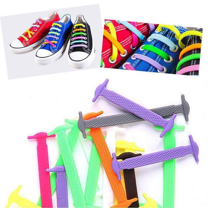 No Tie Elastic Silicone Shoe Laces 16PCS Shoelaces for Sneakers and Runners - Grey 16PCS V528-9360101064051