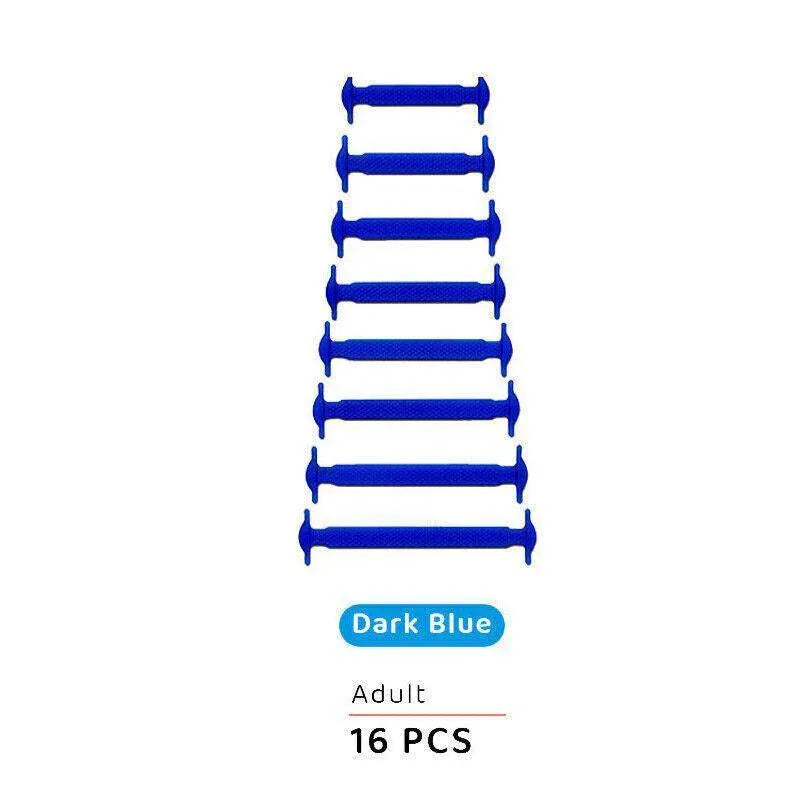 No Tie Elastic Silicone Shoe Laces 16PCS Shoelaces for Sneakers and Runners - Dark Blue 16PCS V528-9360101064099