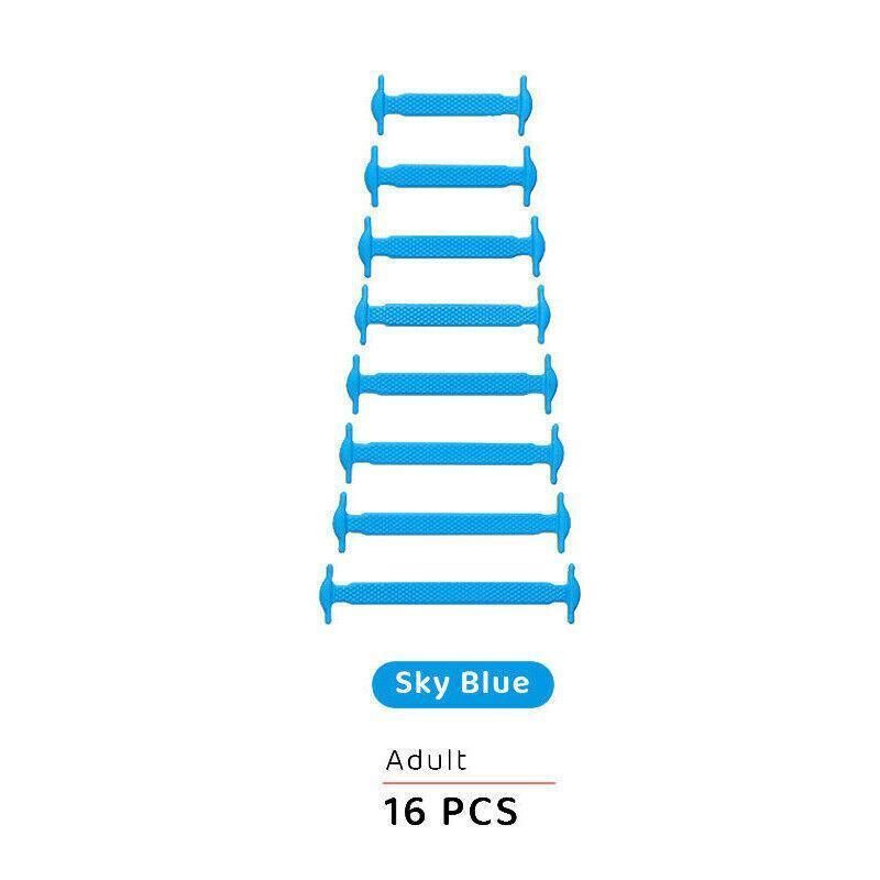 No Tie Elastic Silicone Shoe Laces 16PCS Shoelaces for Sneakers and Runners - Sky Blue 16PCS V528-9360101064112