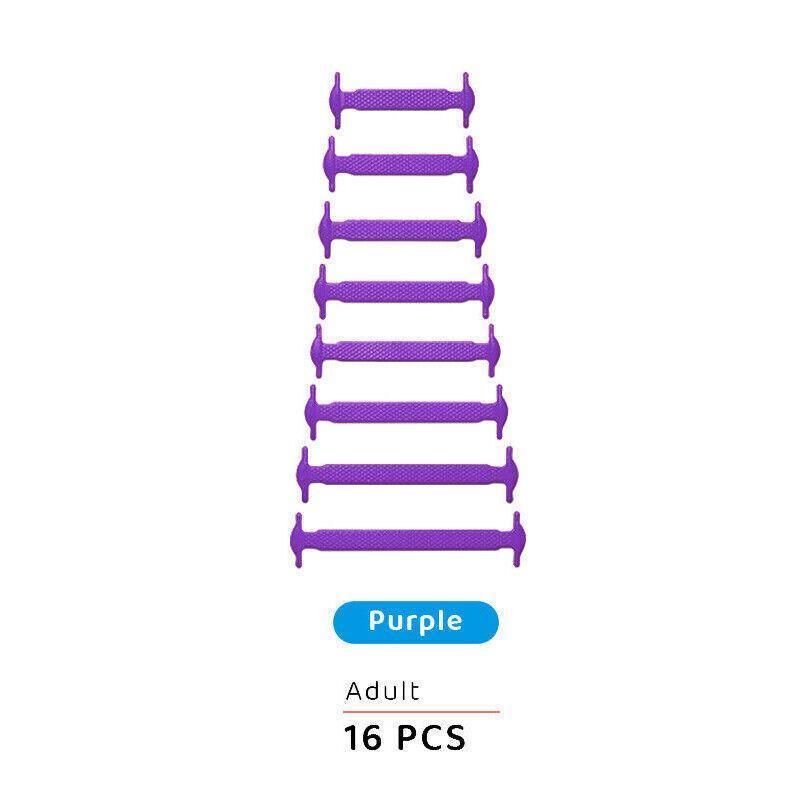 No Tie Elastic Silicone Shoe Laces 16PCS Shoelaces for Sneakers and Runners - Purple 16PCS V528-9360101064136