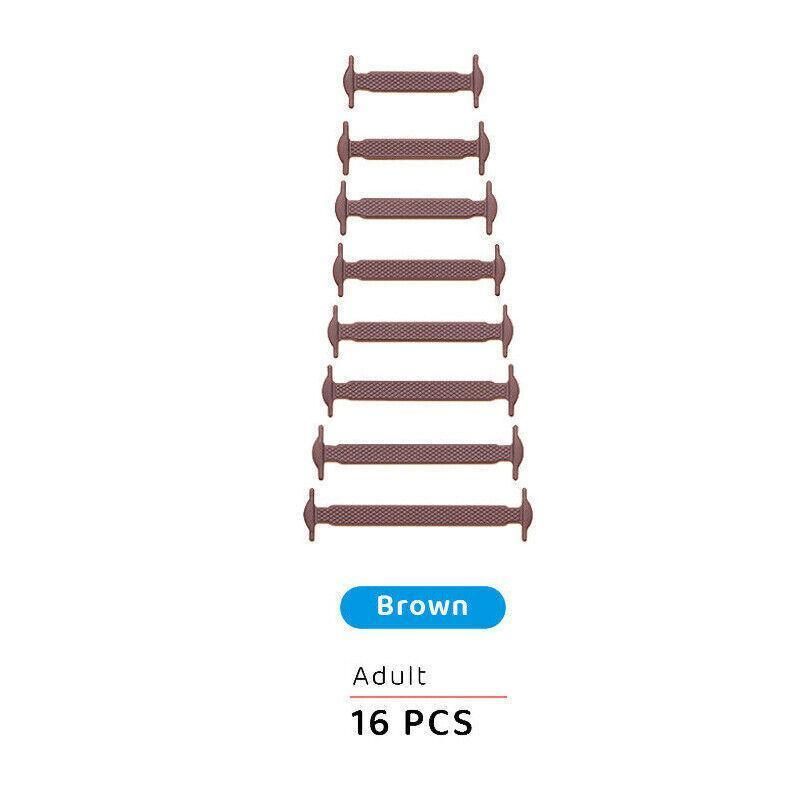 No Tie Elastic Silicone Shoe Laces 16PCS Shoelaces for Sneakers and Runners - Brown 16PCS V528-9360101064150