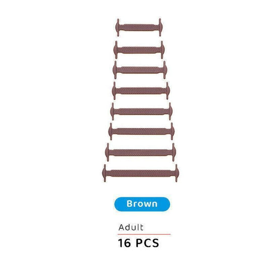 No Tie Elastic Silicone Shoe Laces 16PCS Shoelaces for Sneakers and Runners - Brown 16PCS V528-9360101064150
