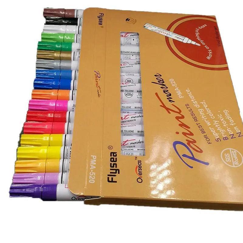 Multicolour Permanent Paint Marker Pens for Tyre Metal Glass Rubber - Green V528-9360101067564