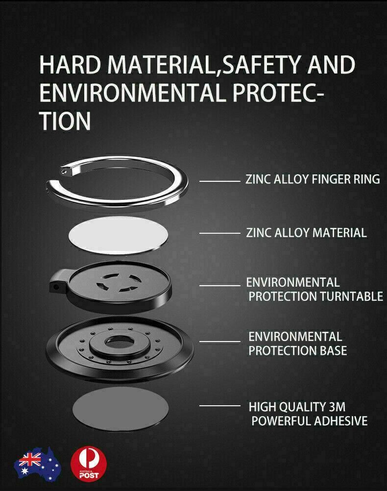 Iring Phone Ring Finger Holder Stand Car Mount Hook For Iphone Ipad Mobile Grip - D- Black V528-9360101068219