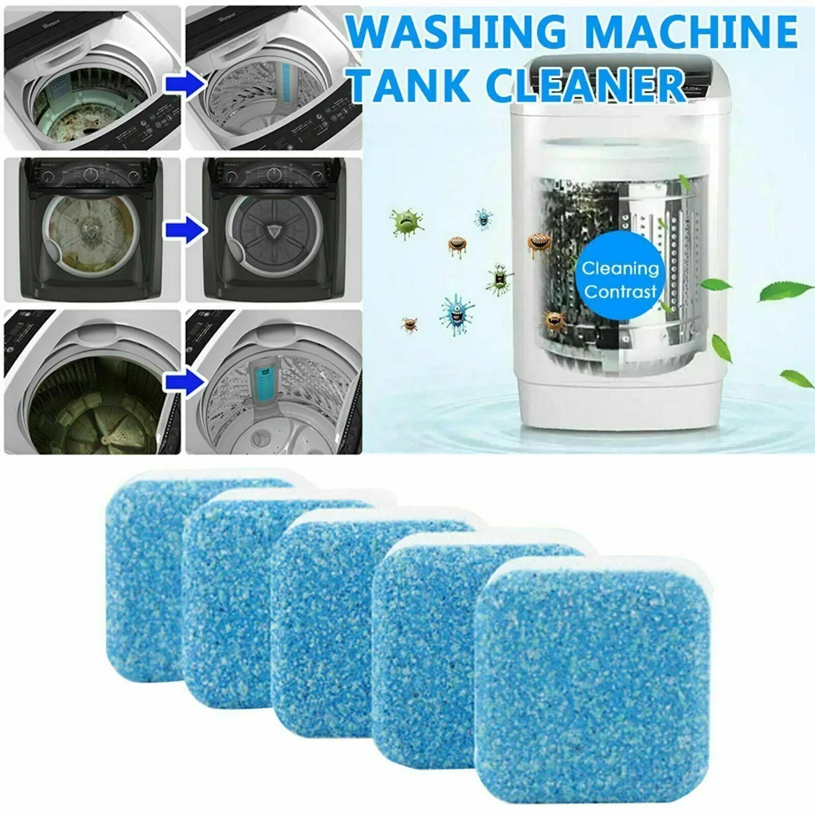 6-48 Pcs Washing Machine Effervescent Tub Bomb Cleaner Remover Deodorant Clean - 6 PCS V528-9360101071547