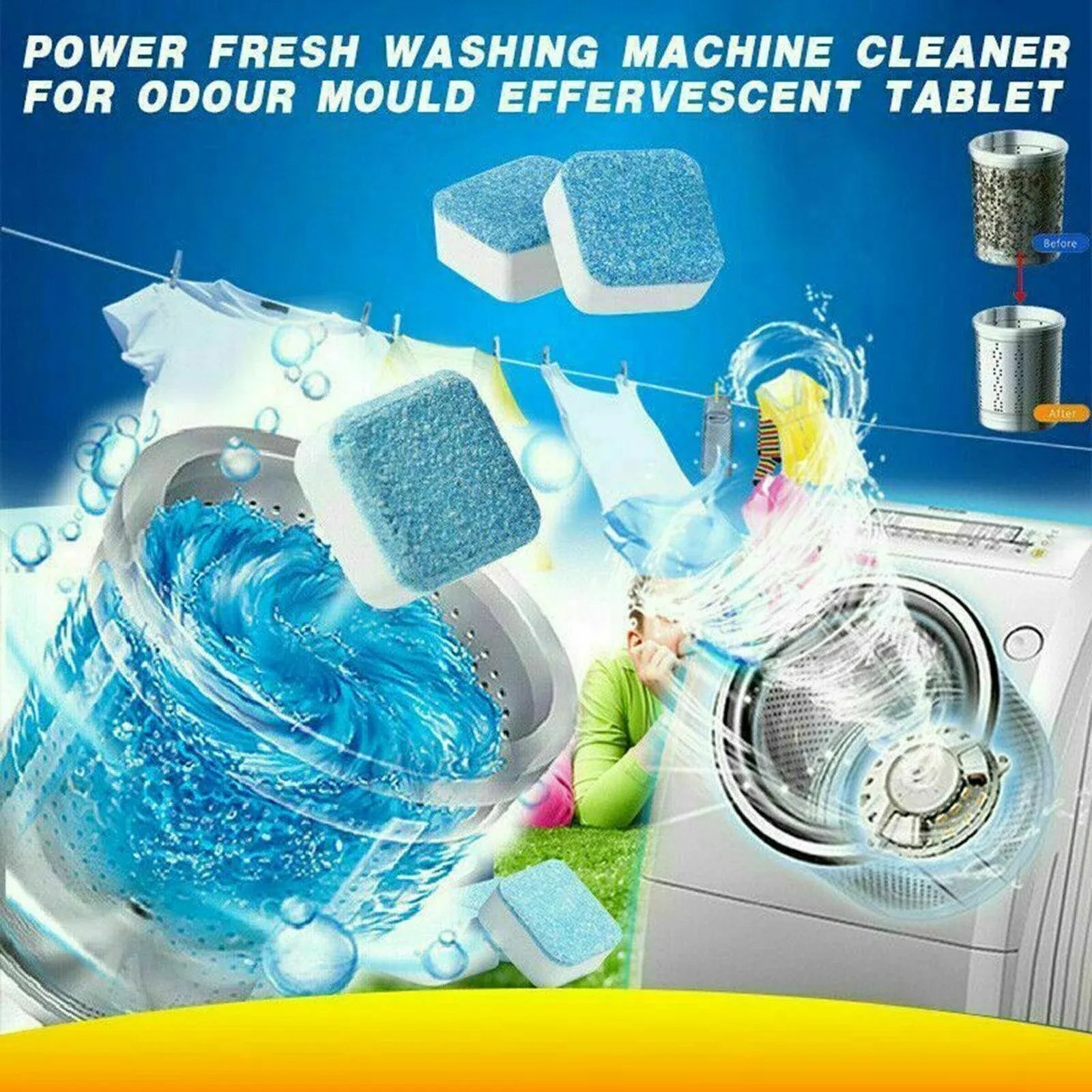 6-48 Pcs Washing Machine Effervescent Tub Bomb Cleaner Remover Deodorant Clean - 6 PCS V528-9360101071547