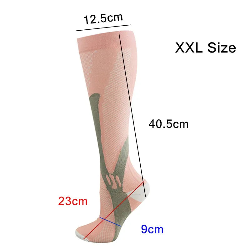 Copper Compression Socks for Running Travel Sports Anti Fatigue Support XXL Unisex - Pink V528-9360101075156