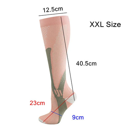 Copper Compression Socks for Running Travel Sports Anti Fatigue Support XXL Unisex - Pink V528-9360101075156
