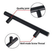 1pcs Black Kitchen Cabinet Door Handles Matte Black Stainless Steel Door Drawer Pull T Bar - 150mm/96mm V528-9360101075835