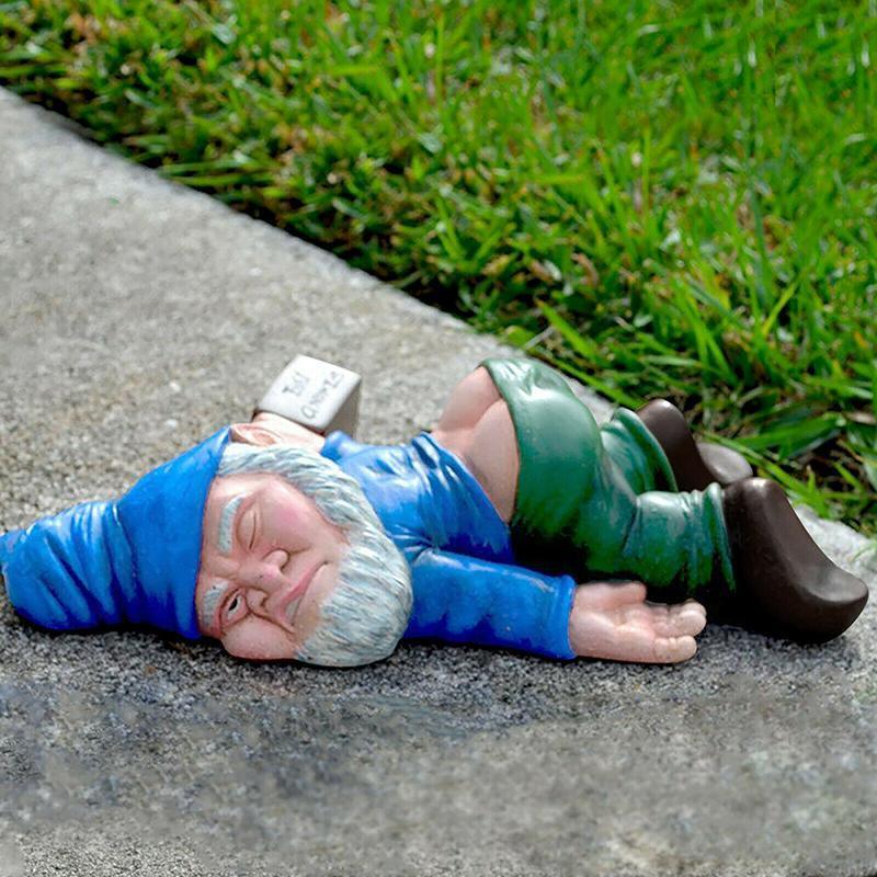Funny Drunk Dwarf Garden Gnome Decor Yard Patio Ornament Rude Passed Out Statue V528-9360101076474