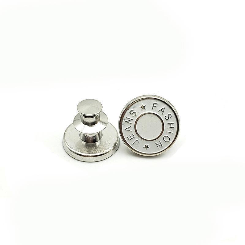 8X Button Pins For Jeans Pants No Sew Instant Adjustable Jean Button Replacement - 6sets Silver Button Pins V528-9360101078683