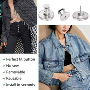 8X Button Pins For Jeans Pants No Sew Instant Adjustable Jean Button Replacement - 6sets Silver Button Pins V528-9360101078683