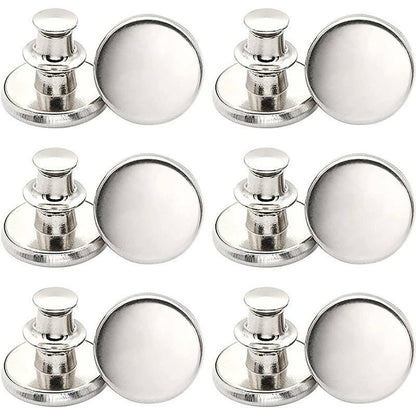 8X Button Pins For Jeans Pants No Sew Instant Adjustable Jean Button Replacement - 6sets Silver Button Pins V528-9360101078683