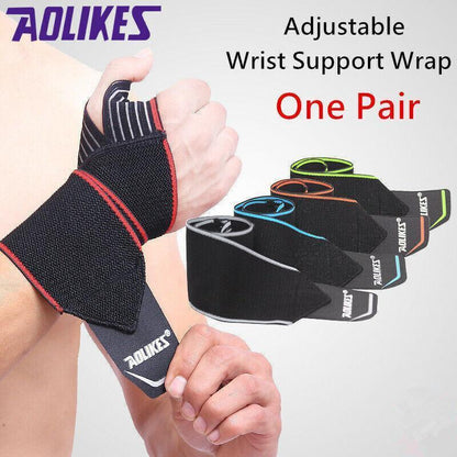 Aolikes 1 Pair Adjustable Wrist Support Wrap Strap Compression Hand Brace Au - Red (1 Pair) V528-9360101096328