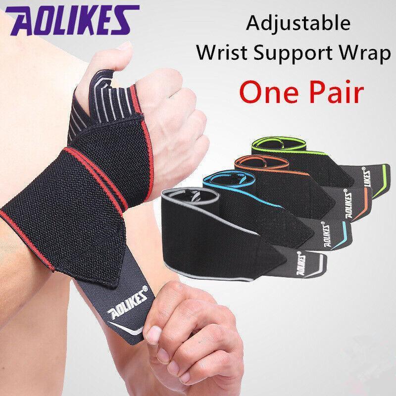 Aolikes 1 Pair Adjustable Wrist Support Wrap Strap Compression Hand Brace Au - Blue (1 Pair) V528-9360101096342