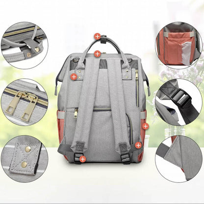 Luxury Multifunctional Diaper Nappy Backpack Maternity Mummy Changing Bag - Dark Gray V528-9360101098674