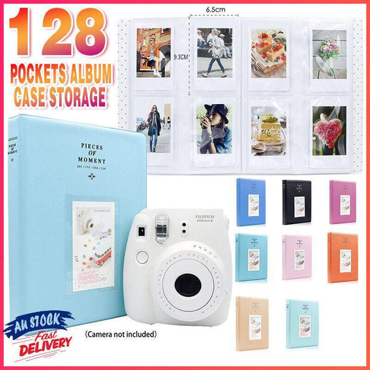 128 Pockets Album Case Storage For Polaroid Photo FujiFilm Camera Film - Blue V528-9360312001289