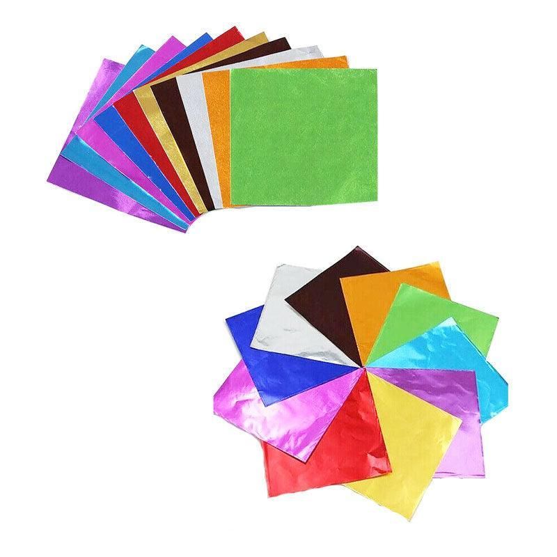 100Pcs Aluminium Foil Chocolate Wrappers 20cm Squares - Silver/Gloss V528-9360312014739